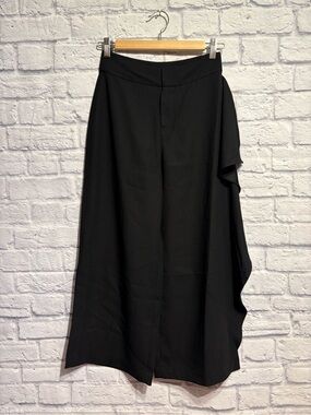 Club Monaco Black Asymmetrical Draped Wide Leg Pants Size 00